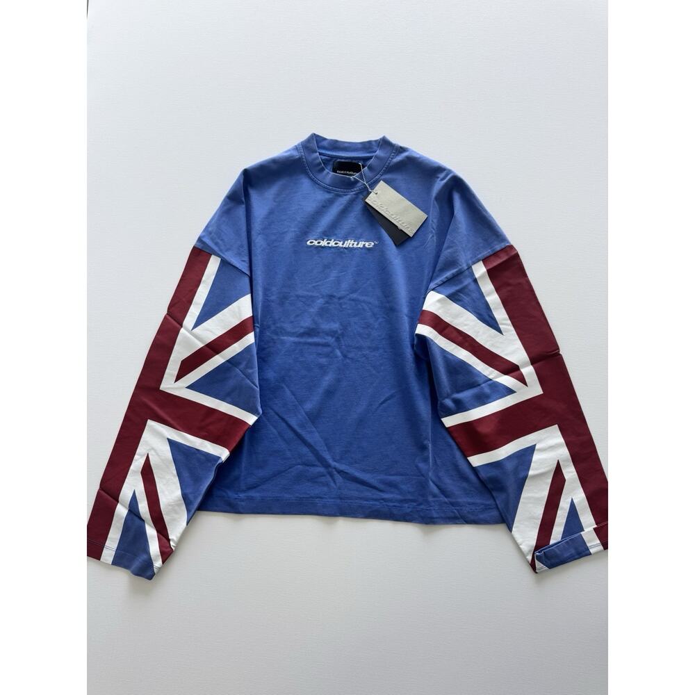 Cold Culture Cheers Union Jack Long Sleeve T-Shirt Royal Blue XL NWT
